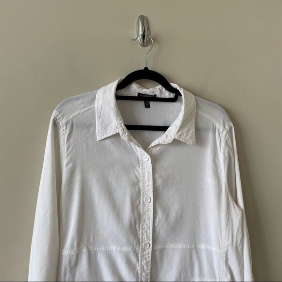 EILEEN Fisher-Linen Blend Double Pocket Button Down (Large) - Picture 5 of 10